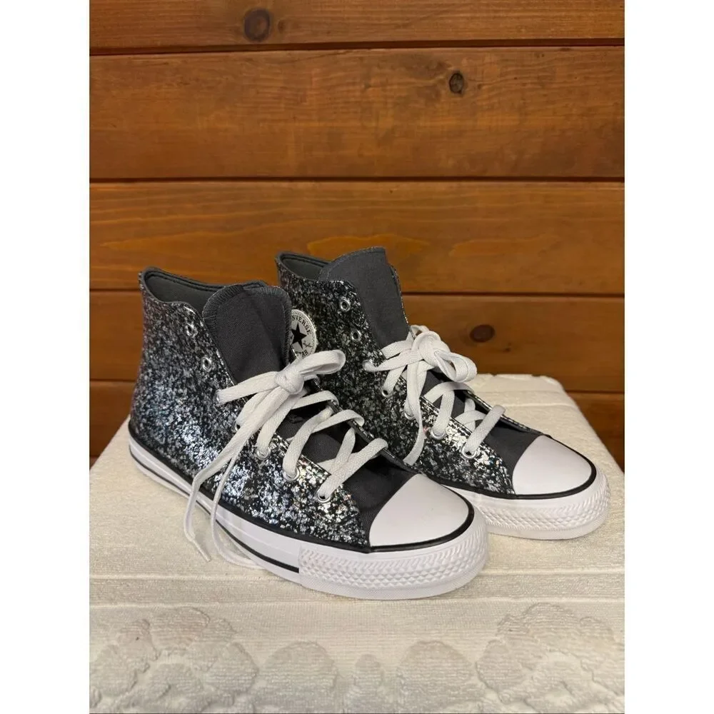 Converse Youth Sz 7 Chuck Taylor All Star Glitter high-top sneakers black/silver